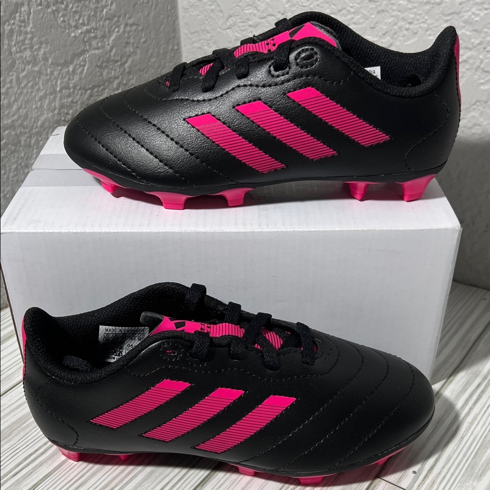 Adidas kids goletto VIII soccer Futbol Cleats‎ black pink kids size 13k GX6907